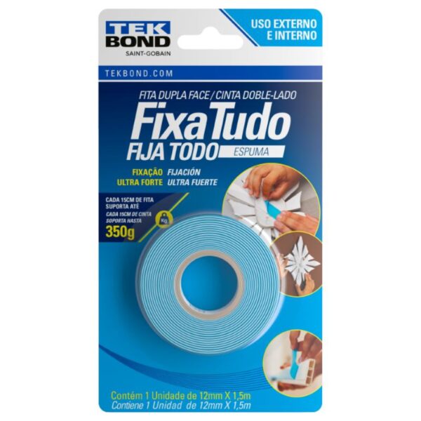 FITA FIXA TUDO ESPUMA 12MMX1,5M TEKBOND